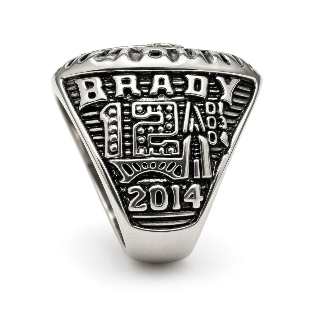 New England Patriots 2014 World Champions Brady Silver Ring w/ Gift Box 11.5